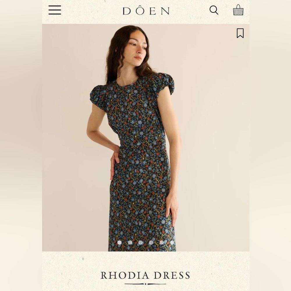 Doen Rhodia Dress in Noir Prarie De Montagne